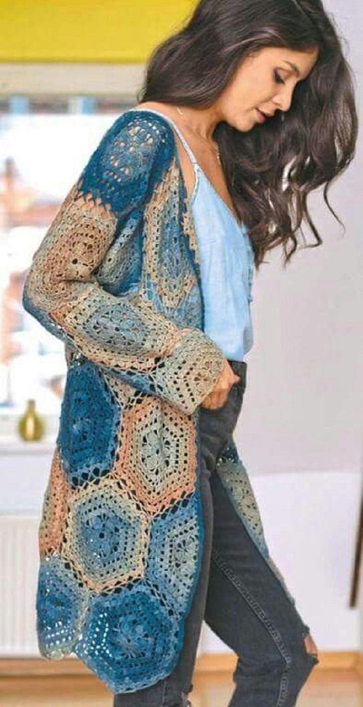 hexagon cardigan crochet pattern